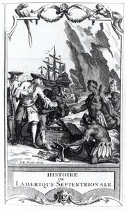 Frontispício da História da América do Norte por Bacqueville de La Potherie (1663-1736), publicado em 1753 (foto bw) de Gerard Jean Baptiste Scotin