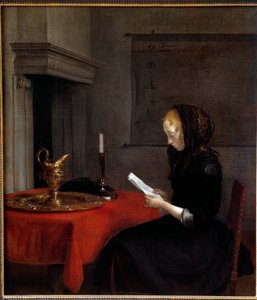 Mulher a ler uma carta. Pintura do holandês Gerard Ter Borch (1617-1681)