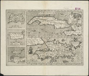 Ilha de Cuba; Ilha de Hispaniola, gravada por Hendrik Hondius, 1633 de Gerard after Mercator