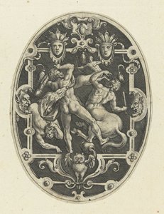 Hércules em batalha com os centauros
Decorações de plano oval representando os feitos de Hércules em grotescos (título da série)