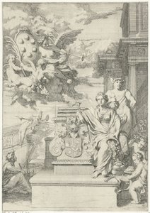 Alegoria do comércio e brasão de armas da família De Medici de Gerard de Lairesse