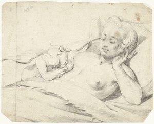 Vênus na cama com Cupido assistindo