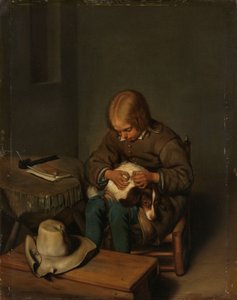Menino pulando um cachorro de Gerard ter Borch (II) (copy after)