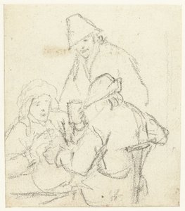 Três camponeses que bebem à volta de uma mesa de Gerard ter Borch (II) (possibly)