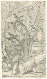 Três homens em um acampamento do exército de Gerard ter Borch (II)