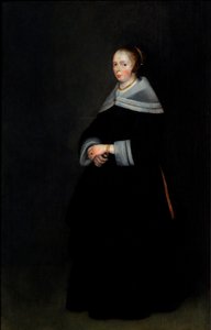 Retrato de uma senhora (óleo sobre painel) de Gerard ter Borch or Terborch