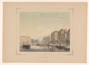 Vista do Aalmarkt em Leiden Aalmarkt (título no objeto) de Gerardus Johannes Bos
