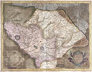 Ancona e Spoleto, Itália (gravura de Gerardus Mercator