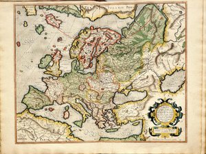Meditações sobre o fabricante do mundo e Fabricati Fugura Mapa da Bélgica, Europa: Livonia, Rússia, de Gerardus Mercator