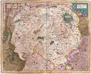 Baviera e o rio Danúbio, Alemanha (gravura de Gerardus Mercator
