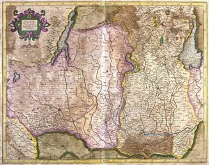 Brescia e Milão, Itália (gravura de Gerardus Mercator