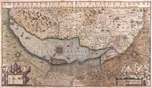 Lago de Genebra, Suíça (gravura de Gerardus Mercator