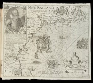 Mapa da Nova Inglaterra, da Historia Mundi: ou Mercator&39;s Atlas, Londres, 1635 de Gerardus Mercator