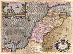 Noroeste de África com as Canárias (gravura de Gerardus Mercator