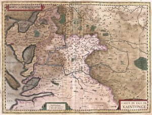 Saintonge com La Rochelle e Ile Oleron, França (gravura de Gerardus Mercator