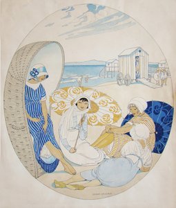 Conversando na praia dinamarquesa de Gerda Wegener