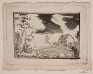 Paisagem com casa e moinho de Gerhard Ludvig Lahde