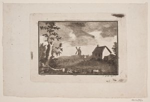 Paisagem com casa e moinho de Gerhard Ludvig Lahde