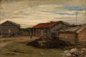 Um pátio com anexos cinzentos de Gerhard Munthe