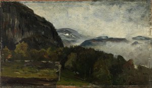 Paisagem em Øylo na neblina de Gerhard Munthe
