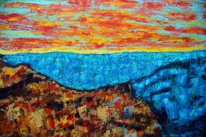 Shiva Sunrise,2022,óleo sobre tela de Gerhardt Isringhaus