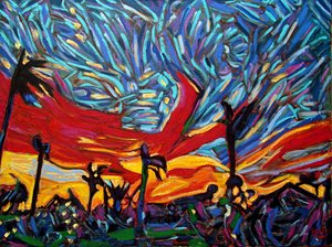 Sidhartha Sunrise,2022, óleo sobre tela de Gerhardt Isringhaus