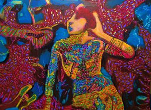 Tattooed Temptress II,2023, óleo sobre tela