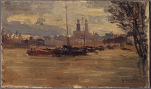 O Sena na Pont des Invalides (inundações de 1910) de Germain Eugene Bonneton
