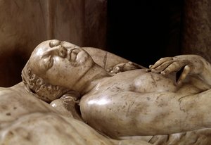 Monumento funerário de Henrique II (1519-1559) e Catarina de Medicis (Caterina de Medici) (1519-1589) feito em mármore por Germain Pilon (1535-1590). Pormenor da Rainha de França. 1563-1572. Localizado na Rotonde des Valois, também conhecida como capela de