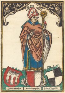 Bispo de Augsburg com três brasões de German 15th Century
