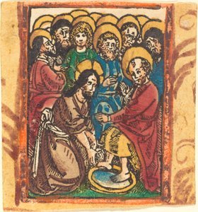 Cristo lavando os pés dos apóstolos de German 15th Century