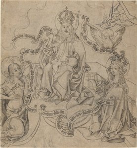 Cristo e Maria intercedendo junto a Deus Pai de German 15th Century
