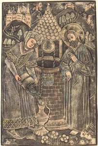 Cristo e a Mulher de Samaria de German 15th Century