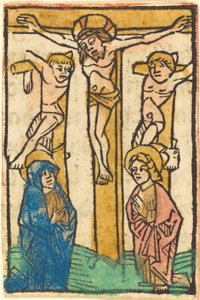 Cristo na cruz entre os dois ladrões de German 15th Century