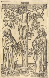 Cristo na cruz com anjos de German 15th Century