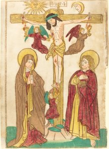 Cristo na cruz com anjos de German 15th Century