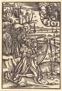 David tocando harpa de German 15th Century