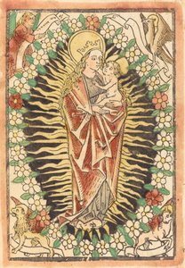 Madonna e criança em um rosário de German 15th Century