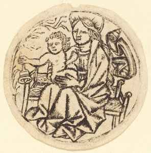 Madonna e criança com um sino de German 15th Century