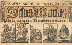 Santa Ana, Madona com o Menino e Santos Cristóvão, Sebastião, Clara e Roche de German 15th Century