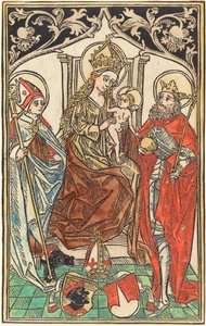 A Madona e o Menino Entronizados, com os Santos Corbiniano e Sigismundo de German 15th Century