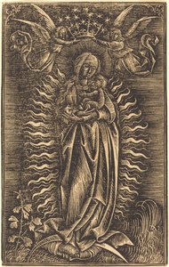 A Virgem Coroada por Dois Anjos de German 15th Century