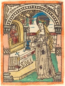 A Virgem em um manto bordado com espigas de milho de German 15th Century