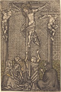 A Crucificação de German 15th Century or Master with the Crossed Clubs