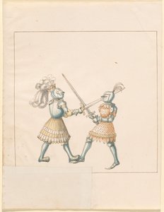 Freydal, O Livro das Justas e Torneio do Imperador Maximiliano I: Combates a Pé (Justas) (Volume III): Placa 158 de German 16th Century
