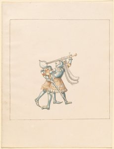 Freydal, O Livro das Justas e Torneio do Imperador Maximiliano I: Combates a Pé (Jousts) (Volume III): Placa 160 de German 16th Century