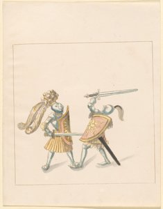 Freydal, O Livro das Justas e Torneio do Imperador Maximiliano I: Combates a Pé (Jousts) (Volume III): Placa 161 de German 16th Century