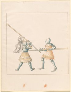 Freydal, O Livro das Justas e Torneio do Imperador Maximiliano I: Combates a Pé (Jousts) (Volume III): Placa 147 de German 16th Century