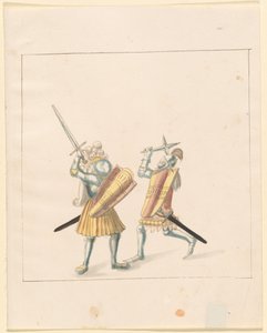 Freydal, O Livro das Justas e Torneio do Imperador Maximiliano I: Combates a Pé (Jousts) (Volume III): Placa 155 de German 16th Century