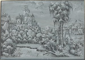 Paisagem com um castelo de German 16th Century